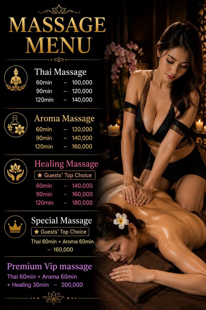 Massage menu and pricing
